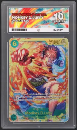 One Piece Monkey D Luffy ACE GEM MINT 10 Carrying On His Will OP13-118 SEC - Image 2