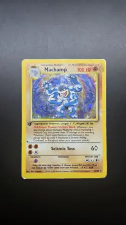 Pokemon TCG Machamp Base Set 8/102 Holo Pokemon Card 1st Edition-HEAVILY PLAYED - Image 1