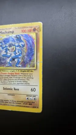 Pokemon TCG Machamp Base Set 8/102 Holo Pokemon Card 1st Edition-HEAVILY PLAYED - Image 2