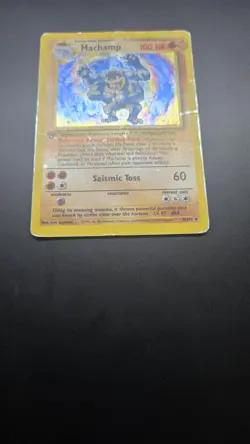 Pokemon TCG Machamp Base Set 8/102 Holo Pokemon Card 1st Edition-HEAVILY PLAYED - Image 3