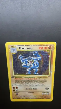 Pokemon TCG Machamp Base Set 8/102 Holo Pokemon Card 1st Edition-HEAVILY PLAYED - Image 5