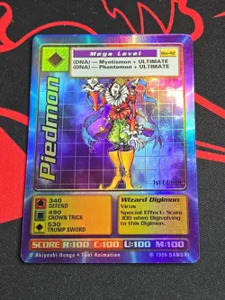 Piedmon BO-42 Digimon Digi Battle Series 1 Card 1999 Bandai NM Holo 1st ed - Image 1