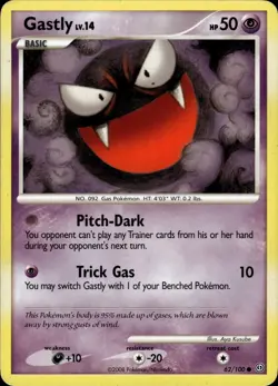 Pokemon Card Gastly LP Stormfront Common 62/100 - Image 1