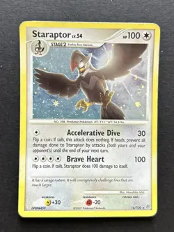 Pokemon Card Staraptor 16/130 Diamond & Pearl Base Set Reverse Holo Rare MP - Image 1