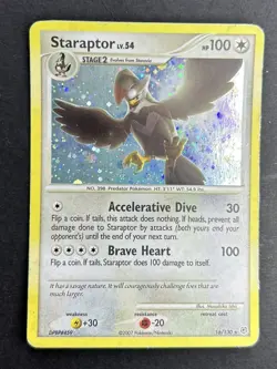 Pokemon Card Staraptor 16/130 Diamond & Pearl Base Set Reverse Holo Rare MP - Image 2