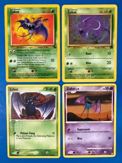 Zubat 4 Card LOT- Fossil 57/62- Rocket 70/82 Delta Species 88/113 Vtg Pokemon - Image 1