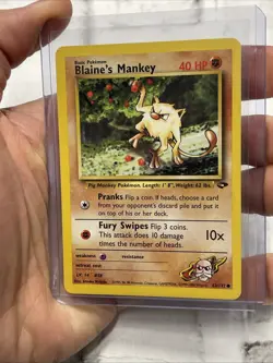 Pokemon Blaine's Mankey - WOTC Gym Challenge Common 63/132 Unlimited NM Card Vtg - Image 2