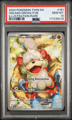 PSA 10 Hisuian Growlithe 181/167 Twilight Masquerade IR Pokemon TCG GEM MINT - Image 1