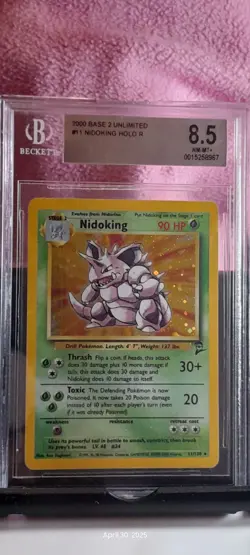 Pokemon Nidoking #11 (2000) HOLO Base Set 2 Unlimited GRADED Beckett 8.5 - Image 1