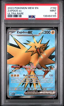 2023 POKEMON MEW EN-151 ULTRA RARE #192 ZAPDOS EX PSA 9 - Image 1