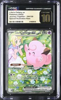 Pokemon Journey Together Lillie's Clefairy ex 184 CGC PRISTINE 10! - Image 1