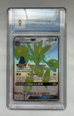 Pokemon Scizor GX Full Art Holo Shiny Holo Rare SV72/SV94 Hidden Fates CGC 9 Eng - Image 1