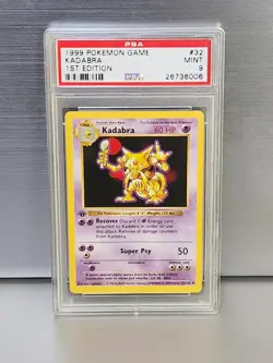 1999 Pokemon TCG Base Set 1st Edition Kadabra (32/102) PSA 9 MINT Condition - Image 1