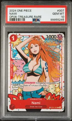 2024 ONE PIECE ST01 007 OP06 WINGS OF THE CAPTAIN NAMI TREASURE RARE PSA 10 - Image 1