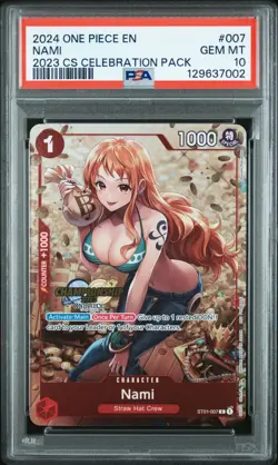2024 ONE PIECE ST01 #007 CHAMPIONSHIP 2023 CELEBRATION PACK PROMO NAMI PSA 10 - Image 1