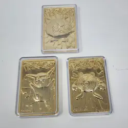 3 Lot Vtg Pokemon 23k Gold Plated PIKACHU POLIWHIRL JIGGLYPUFF Trading Card 1999 - Image 1