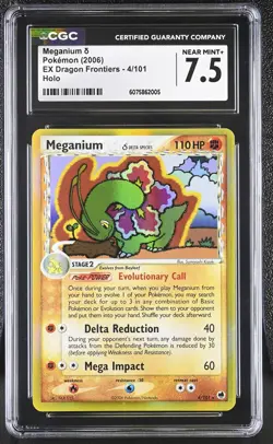 CGC 7.5 Meganium 2006 EX Dragon Frontiers 4/101 Holo Pokemon Card - Image 1