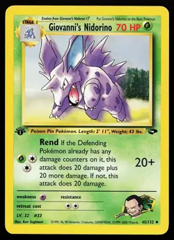 Giovanni's Nidorino 45/132 Uncommon 1st Edition Gym Challenge Pokemon Card - Image 1