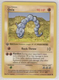 Pokemon Onix 1st edition base set 56/102 Raw NM MT WOTC Rare Vintage 1999 - Image 1