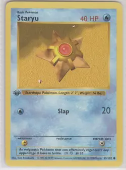 Pokemon Staryu 1st edition base set 65/102 Raw NM MT WOTC Rare Vintage 1999 - Image 1