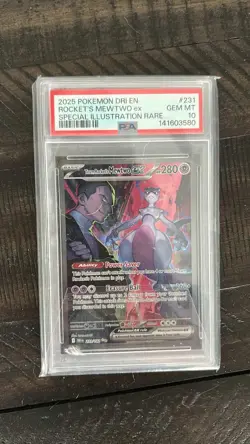 2025 POKEMON DRI EN ROCKET'S MEWTWO ex SPECIAL ILLUSTRATION RARE PSA 10 - Image 1