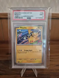 PSA 9 PIKACHU 2024 POKEMON SVP EN-SV BLACK STAR PROMO WORLD CHAMPIONSHIPS #190 - Image 1