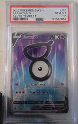 2022 POKEMON SWORD & SHIELD SILVER TEMPEST #176 FULL ART/UNOWN V PSA 10 - Image 1