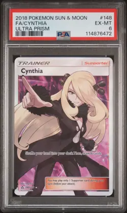 2018 Pokemon Sun & Moon Ultra Prism Cynthia 148/156 PSA 6 POP 31 - Image 1
