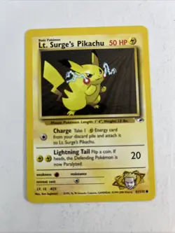 Pokemon Lt. Surge's Pikachu 81/132 Gym Heroes Unlimited Common Regular Vintage - Image 1