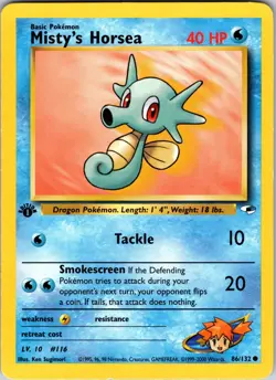 Misty's Horsea 086/132 Gym Heroes Pokemon MP 1st Edition - Image 1