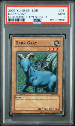 2002 YU-GI-OH! LOB-LEGEND OF BLUE EYES WHITE DRAGON 1ST ED #011 DARK GRAY PSA 9 - Image 1