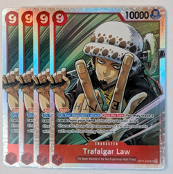 4x Trafalgar Law - OP14-009 OP14-009 The Azure Sea's Seven Foil - Full Set NM - Image 1