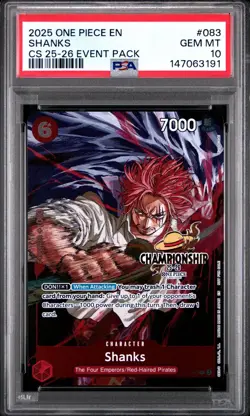 2025 ONE PIECE CHAMPIONSHIP CS 25-26 EVENT PACK P-083 SHANKS PROMO PSA 10 GEM MT - Image 1