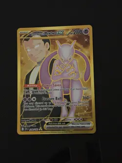 Pokemon TCG Team Rocket’s Mewtwo ex Hyper Rare 240/182 Destined Rivals Gold NM/M - Image 1