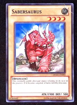Sabersaurus YuGiOh Demo Pack Dinosaur Common - Image 1