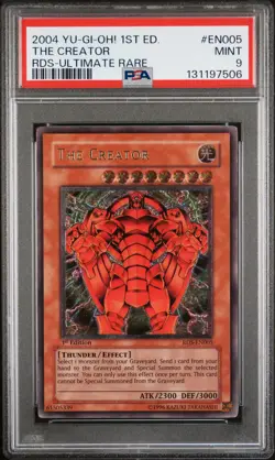 2004 YU-GI-OH! RDS-RISE OF DESTINY 1ST ED-ULTIMATE RARE #EN005 THE CREATOR PSA 9 - Image 1