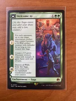 Magic: The Gathering Welcome to . . . Jurassic Park Rare Green Land Enchantment… - Image 1