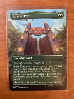 Magic: The Gathering Welcome to . . . Jurassic Park Rare Green Land Enchantment… - Image 2
