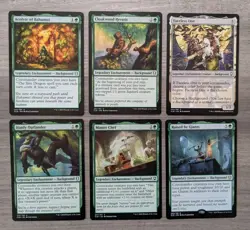 MTG Magic Set of 6 Green Legendary Enchantment Background Commander Legends CLB - Image 1