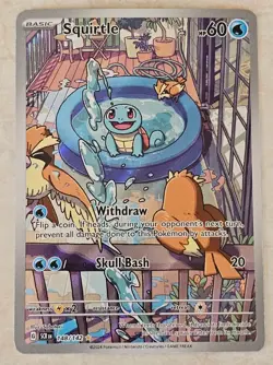 Pokemon Squirtle TCG Stellar Crown Illustration Rare Holo Card 148/142 Sv07 - Image 2
