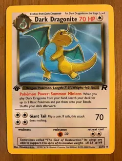 1st Edition Dark Dragonite Rare - Team Rocket 22/82 - Vintage Pokemon Card - LP - Image 1