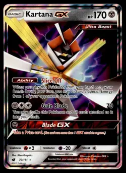 Kartana GX 70/111 Holo GX Rare Crimson Invasion Pokemon Holo Moderately Played - Image 1
