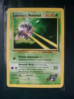 Sabrina's Venonat Pokemon Card EN 1999 Vintage 96/132 Lightly Played Gym Heroes - Image 1