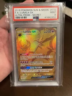 2018 POKEMON SUN AND MOON ULTRA PRISM LUNALA #172 PSA 9 - Image 1