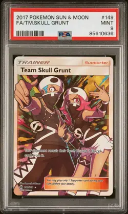 2017 Full Art Team Skull Grunt Pokemon Sun & Moon #149 - PSA 9 - Image 1