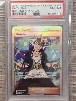 PSA 8 2017 POKEMON SUN & MOON BURNING SHADOWS FULL ART/GUZMA 143 - Image 1