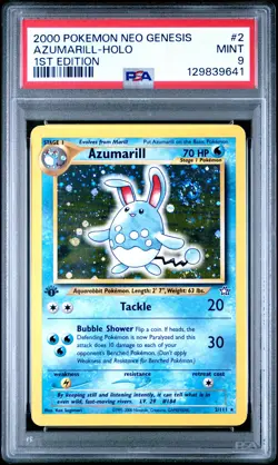2000 POKEMON NEO GENESIS 1ST ED #2 AZUMARILL-HOLO PSA 9 - Image 1