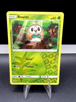 Rowlet 9/149 Common SM Base Set Pokemon Reverse Holo Near Mint - Image 1