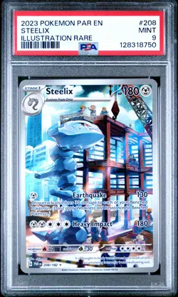 2023 POKEMON PAR EN-PARADOX RIFT ILLUSTRATION RARE #208 STEELIX PSA 9 - Image 1
