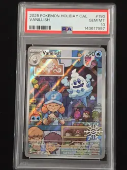 2025 Pokemon tcg Holiday Cal Vanillish #190 Psa 10 - Image 1